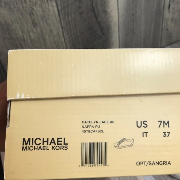 🌸Sale🌸 Michael Kors Catelyn Lace Up Napa Optic Sangria Women's 45T8CAFS2L - Picture 8 of 8